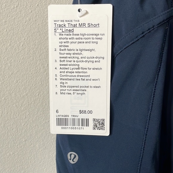 NWT Lululemon Lined Mid Rise Track That Short *5" True Navy Size 6 - Picture 4 of 11